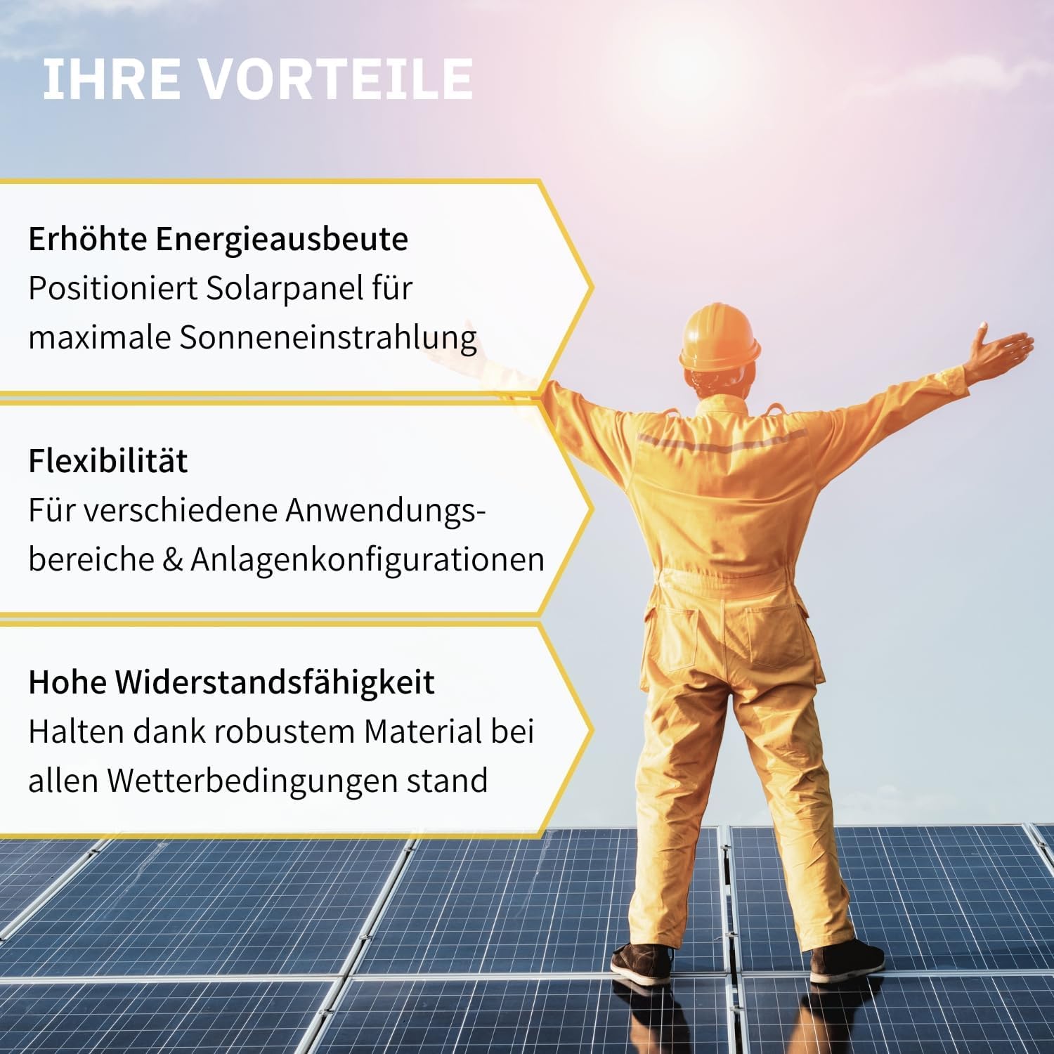 PV Halterung Blechdach Montageset – Balkonkraftwerk – inkl. 200 mm Stockschrauben M10, EPDM-Dichtung, 1,25 m Aluschienen & Modulhalter – für Trapez- & Wellblech