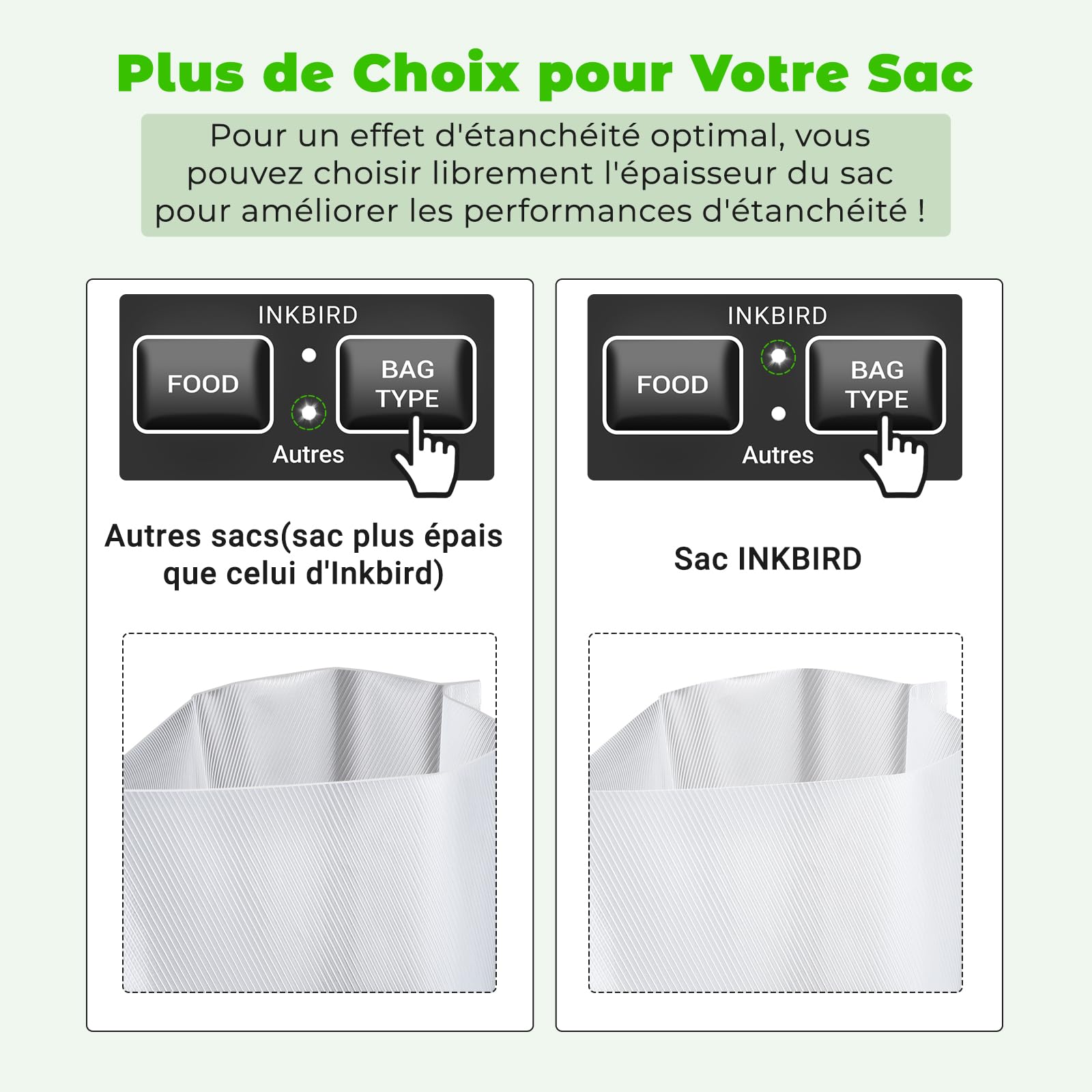 INKBIRD Machine Sous Vide Alimentaire, Appareil de Mise Sous Vide Automatique avec Coupeur Intégré | 6 Modes pour Sec/Humide/Liquide, 130W Puissance Élevée- Joint Rapide, Indicateur LED, Orange