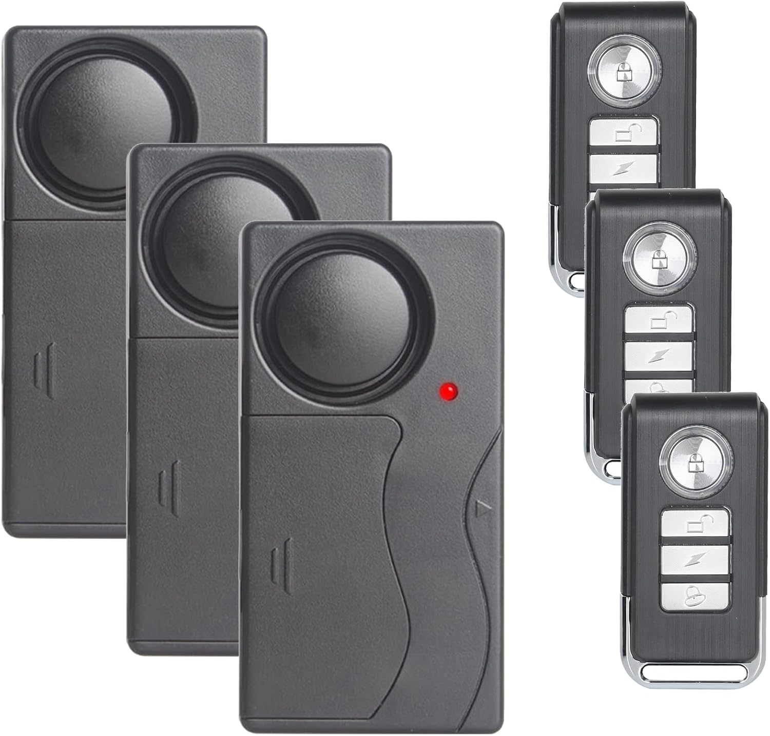 Mengshen 3 Pack Anti-Theft Vibration Alarm 110dB Loud Sensitivity Adjustable Motion Sensor Burglar Safety System for Door Window Bike Motorcycle Motor Home