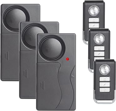 Mengshen 3 Pack Anti-Theft Vibration Alarm 110dB Loud Sensitivity Adjustable Motion Sensor Burglar Safety System for Door Window Bike Motorcycle Motor Home