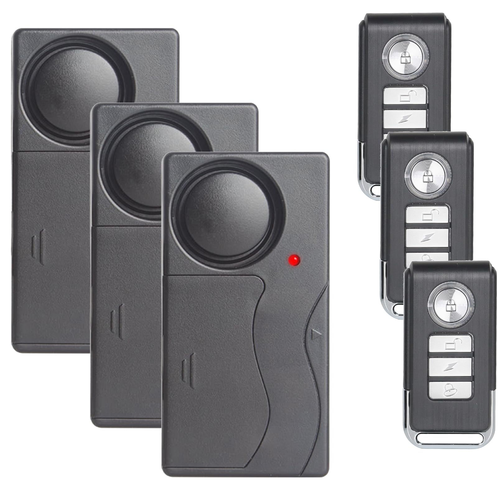 Mengshen 3 Pack Alarma Antirrobo Vibración 110dB Fuerte Sensibilidad Ajustable Sensor Movimiento Sistema Seguridad Antirrobo para Puerta Ventana Bicicleta Motocicleta Motor Casa