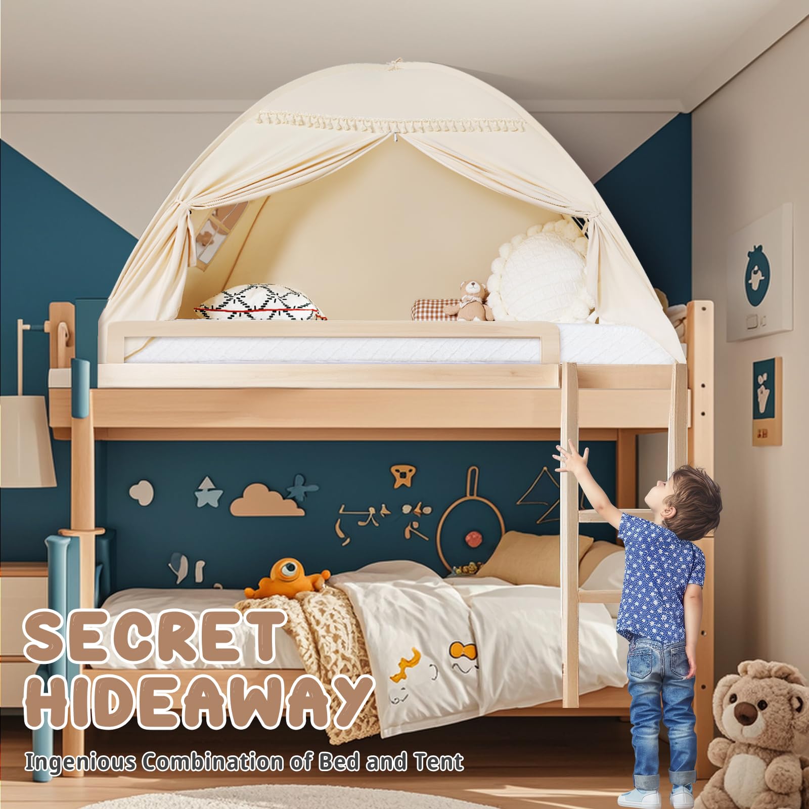 Sumbababy Tipi para Niños en Interiores: Tiendas de Campaña para Niños con Dosel Doble, Tipi para Niños y Niñas, Casa de Juegos para Bebés en el Interior para Dormir para Sala de Juegos