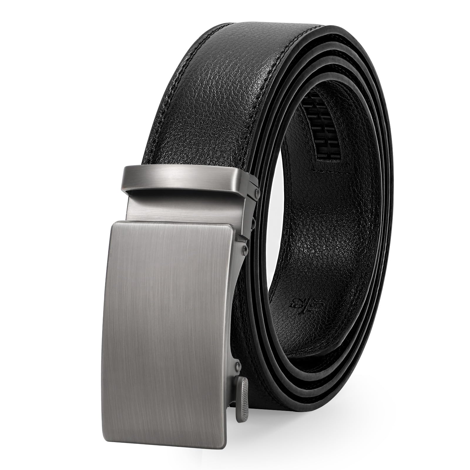 WERFORU Herrengürtel,Verstellbarer Leder-Ratschengürtel 3.5cm Passform,Herren Automatik Schnalle Gürtel für Anzug Jeans