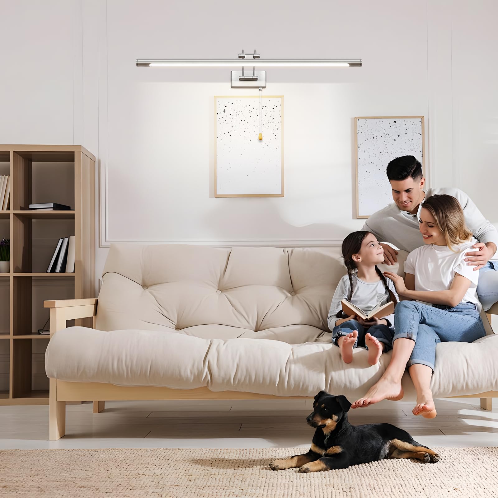 MantoLite LED Lámparas de Pared 12W,Interior Iluminación para cuadros y expositores Con Cabeza de Lámpara Giratoria e Interruptor,Baño Espejo Apliques de Pared 60CM 3000K Luces de Lectura(Níquel)