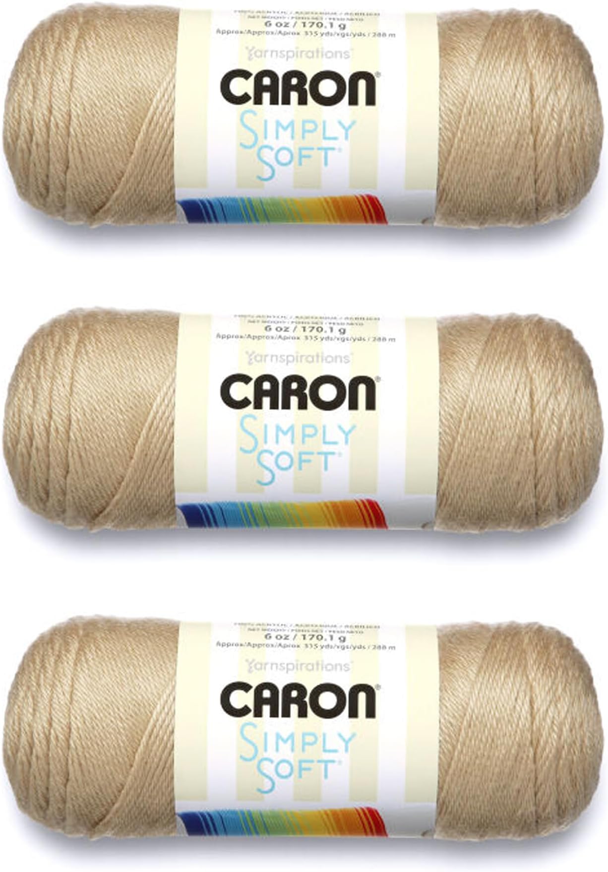 Simply Soft Solids Yarn (4) Medium Gauge 100% Acrylic - 6 oz - Bone- Machine Wash & Dry (H970039703)