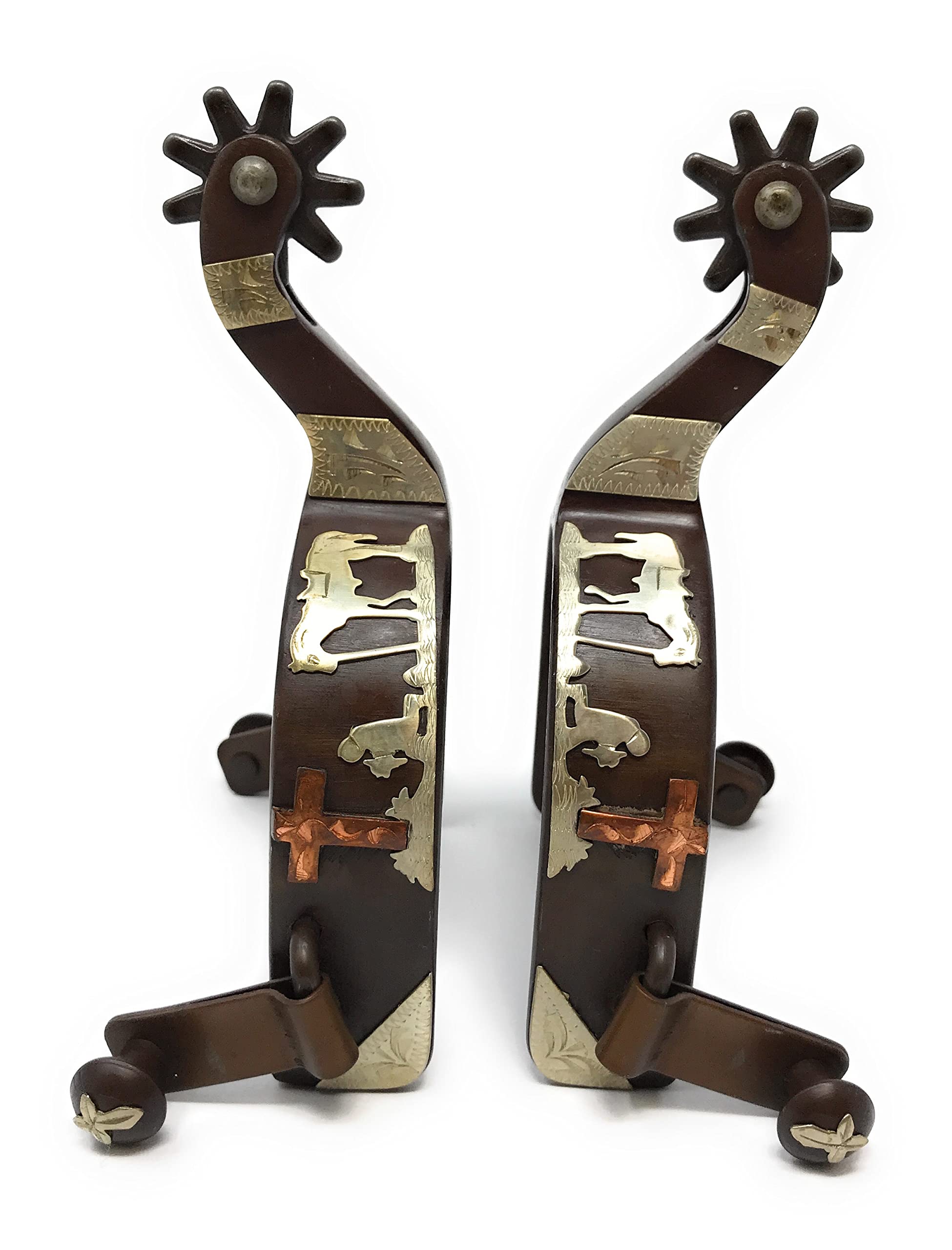 Silver Royal Shaped Silver Spur Straps Dk Oil