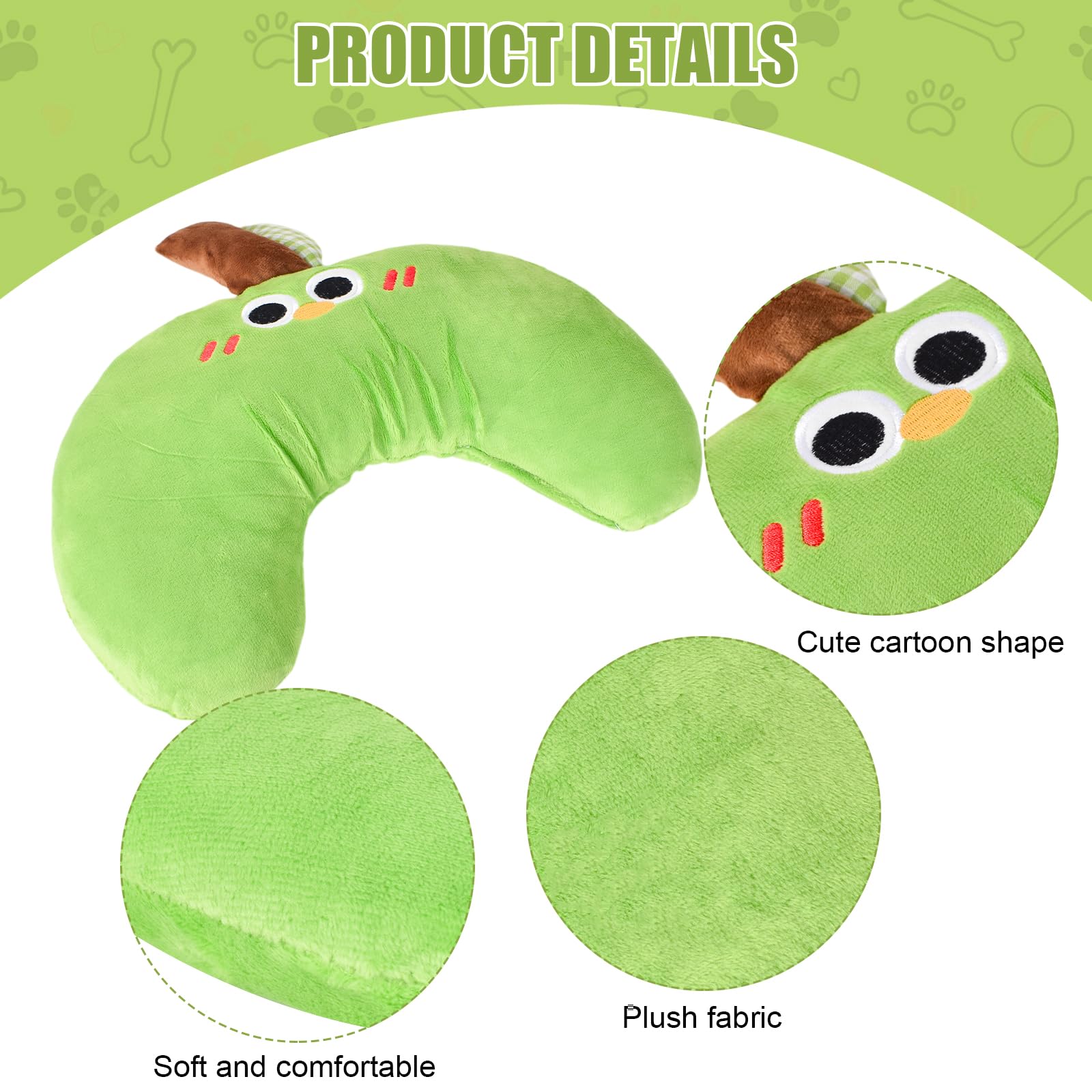 Suave Almohada de Felpa para Mascotas, 30x23 cm Almohada Bonita para Mascotas, Almohada para Perros Lavable, Ergonómico Almohada para Mascotas con Soporte para el Cuello, para Sueño Tranquilo(Verde)