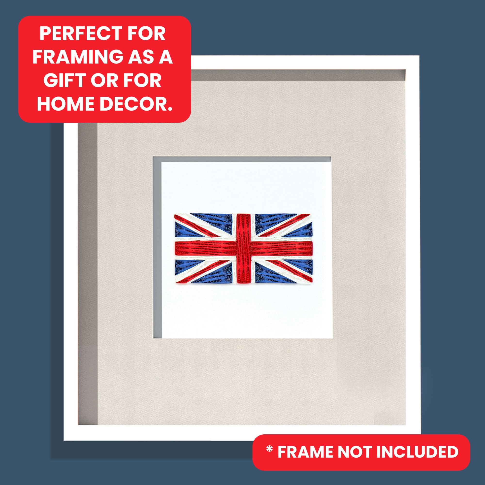 Quilling Union Jack Flag Hand-Finished Art Greeting Card Frameable Art, Suitable for Framing in a Card Frame - Image 2