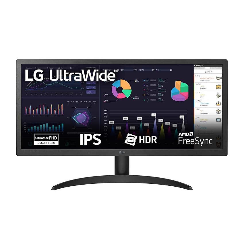 Immagine del prodotto LG 26WQ500 Monitor 26'' FHD UltraWide LED IPS HDR 10, 2560x1080, 1ms, AMD FreeSync 75Hz, HDMI 2.0 (HDCP 2.2), AUX, Flicker Safe, Nero