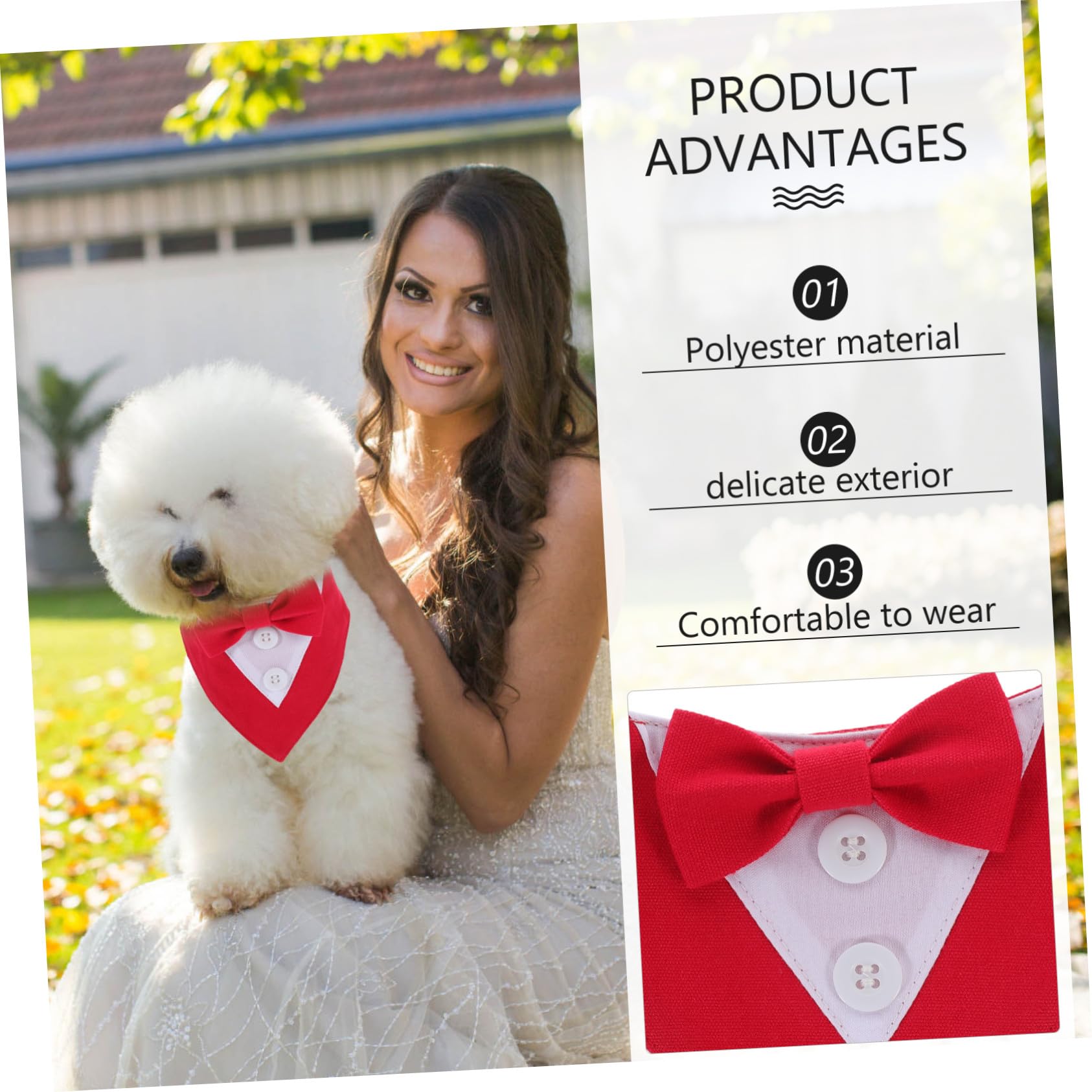 VICASKY 4 Pièces Bandana Chien Mariage avec Nœud Foulard Élégant pour Fête et Cosplay pour Chiot et Chat XS Rouge Accessoire Costume Cérémonie