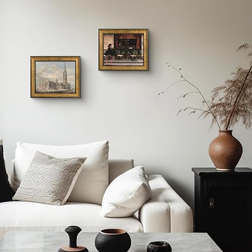 Miniatura 7 de Golden State Art, 8 x 10 oro antiguo con marco de color negro Soporte de caballete, colgador de dientes de sierra Exhibición de paisaje, retrato