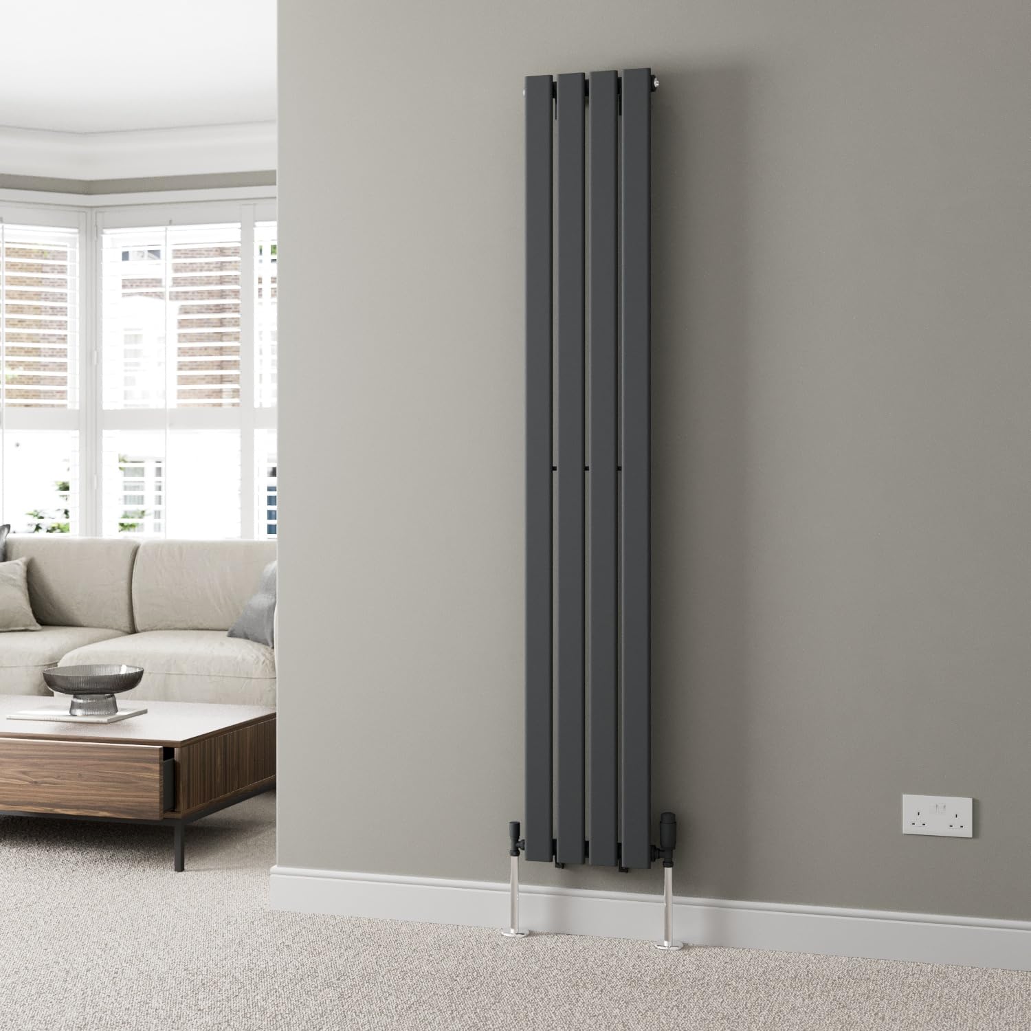 DuraTherm® 1800 x 300mm Anthracite Grey Vertical Designer Radiator Single Column Flat Panel Modern Central Heating Panels Bathroom Radiators — image 1