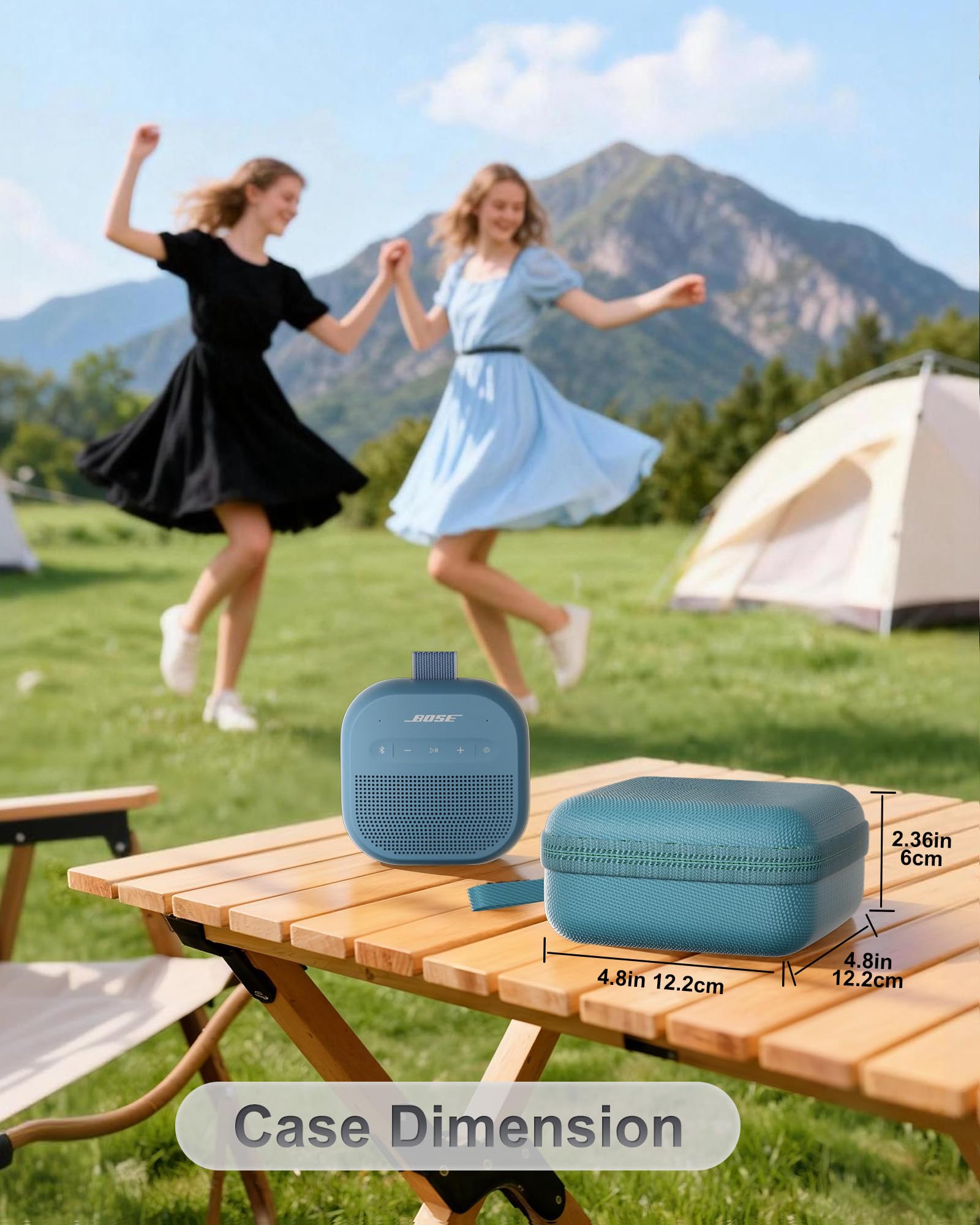 ProCase Etui podróżne do Bose SoundLink Micro 2. generacji i 1. generacji - wytrzymała przenośna torba z karabińczykiem i uchwytem do głośnika, akcesoriami i kablami, niebieska