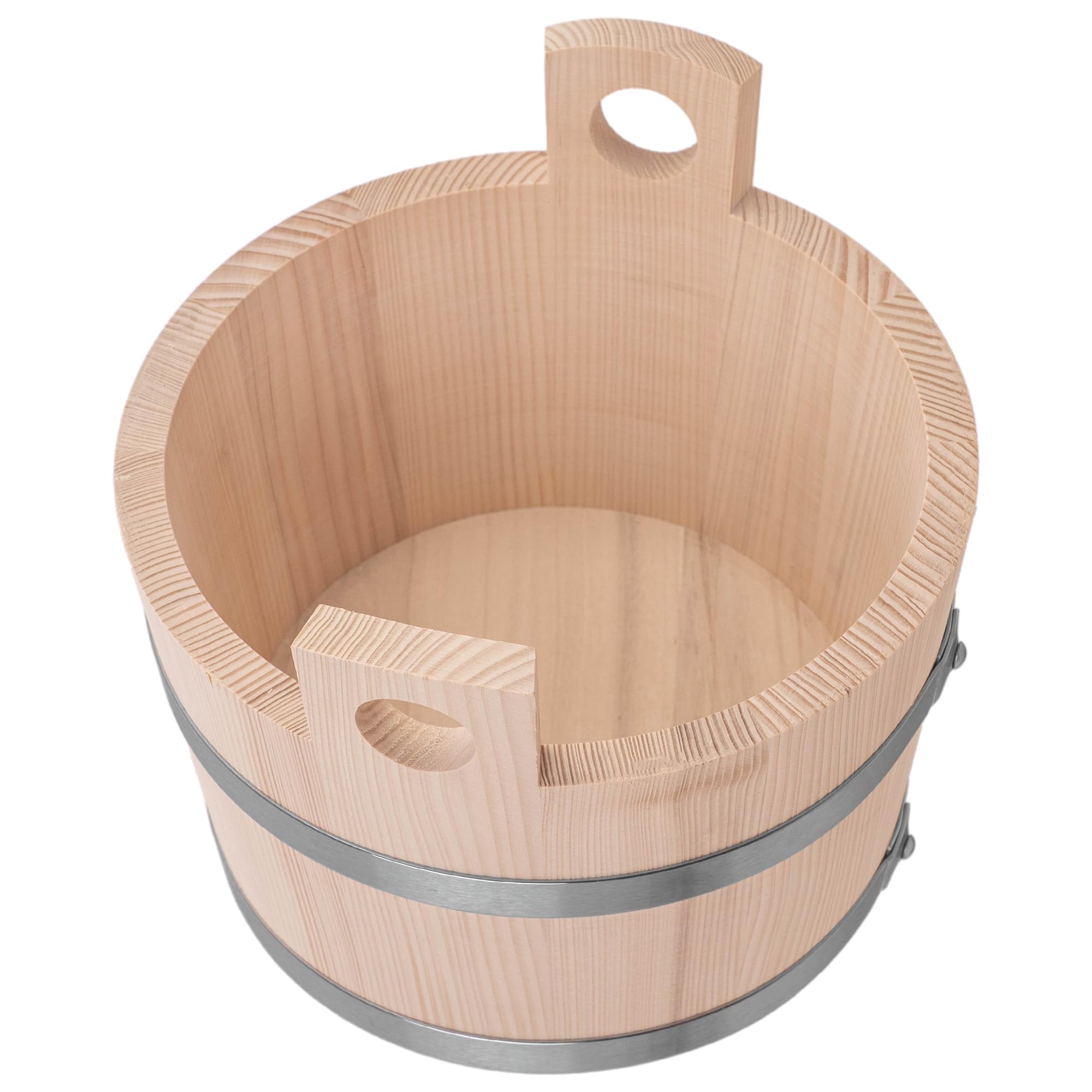 KADAX Saunakübel aus Holz, 5 Liter, Holzeimer mit Griffen, Saunaeimer für Aufgüsse, Eimer aus Naturholz, Holzkübel für Sauna, Blumenkübel, Saunazubehör (22 x 26 cm)