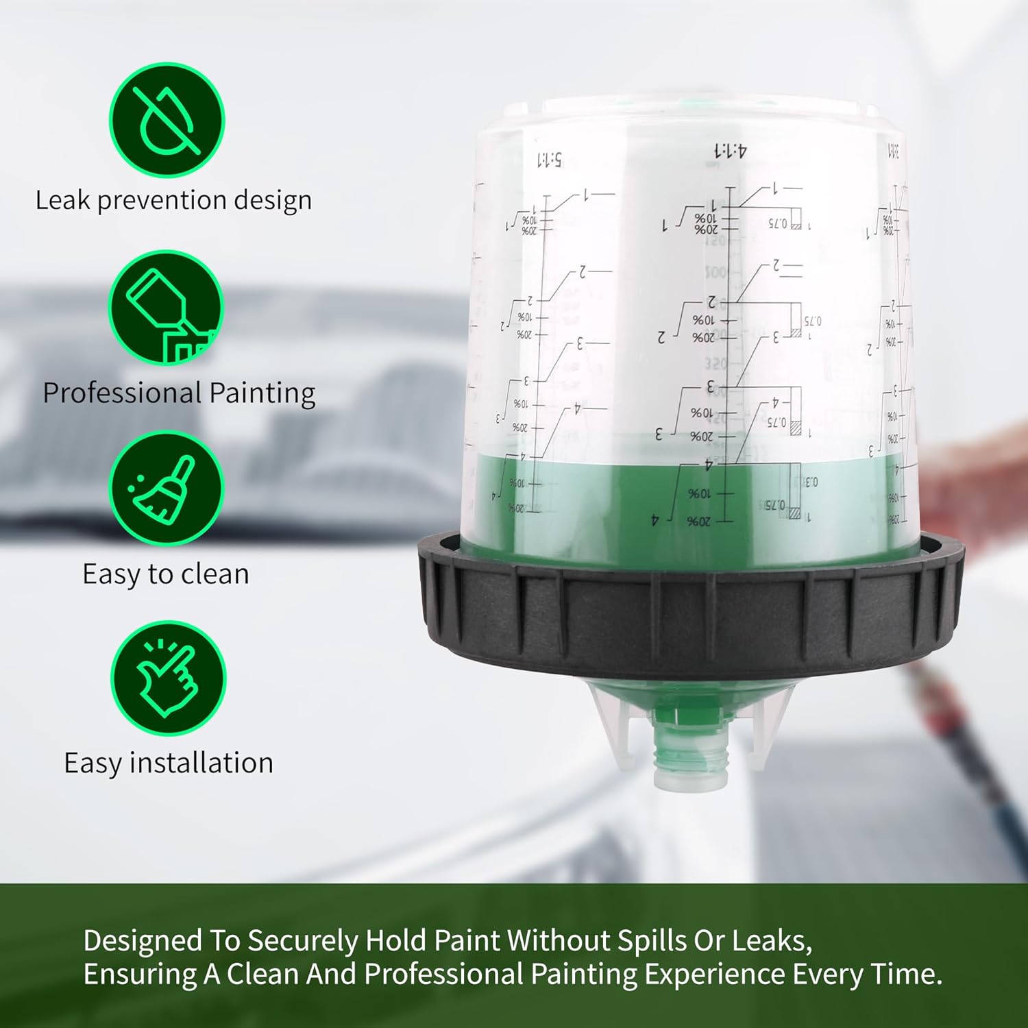 Disposable Paint Spray Gun Cups for Automotive Paint Gun, Paint Mixing Cups 20 Ounce Kit - 50 Pack Paint Cups with Lids,2 Hard Cups with 2 Retainer Rings,1 Paint Stirrer (50)