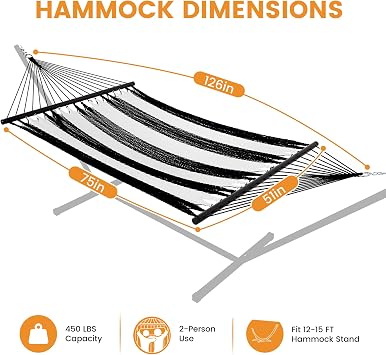 Lazy Daze 2 Person Caribbean Rope Hammock, Handwoven Double Hammock