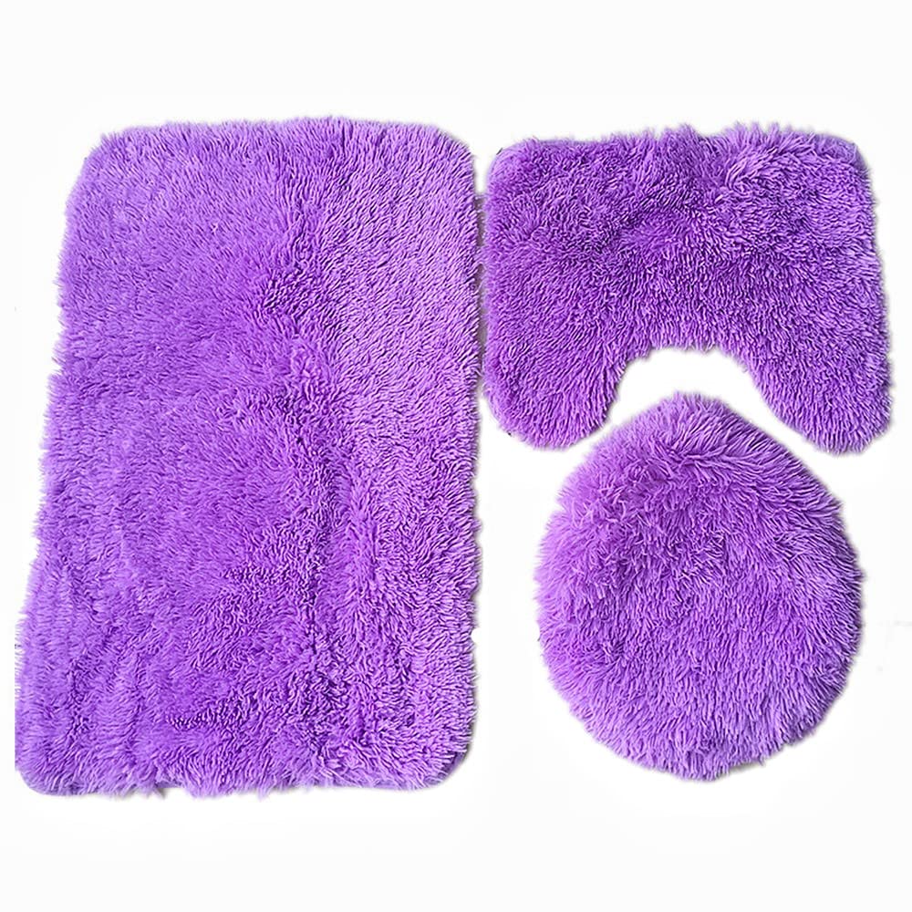Soft Bathroom Carpet 3 Piece NonSlip Bathroom Rug Set, U