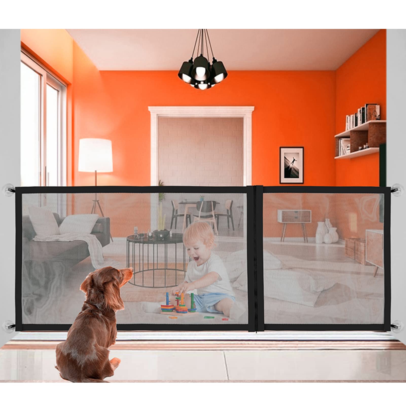 Porte de sécurité portable pour chiens pour bloquer les escaliers sans clou