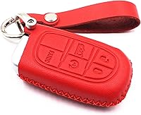 Vista 1 de Funda de cuero con 5 botones para Dodge Journey Durango Challenger Charger Jeep Grand Cherokee Chrysler 300 (rojo)