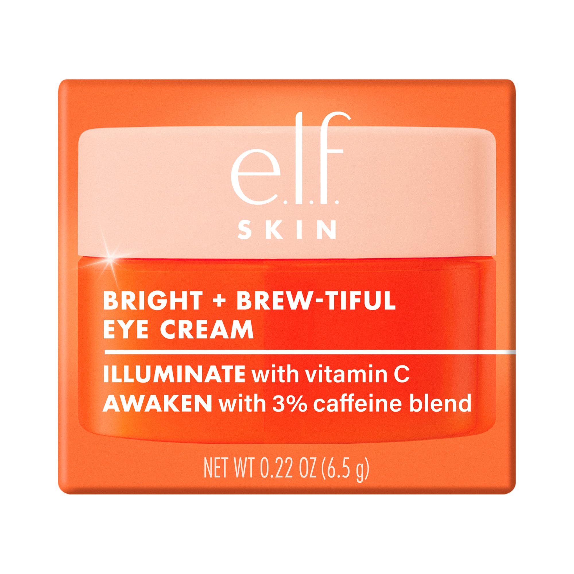 e.l.f. SKIN Bright + Brew-tiful Eye Cream Mini, aiuta a schiarire le occhiaie e a ridurre il gonfiore, prodotto vegano e non testato sugli animali