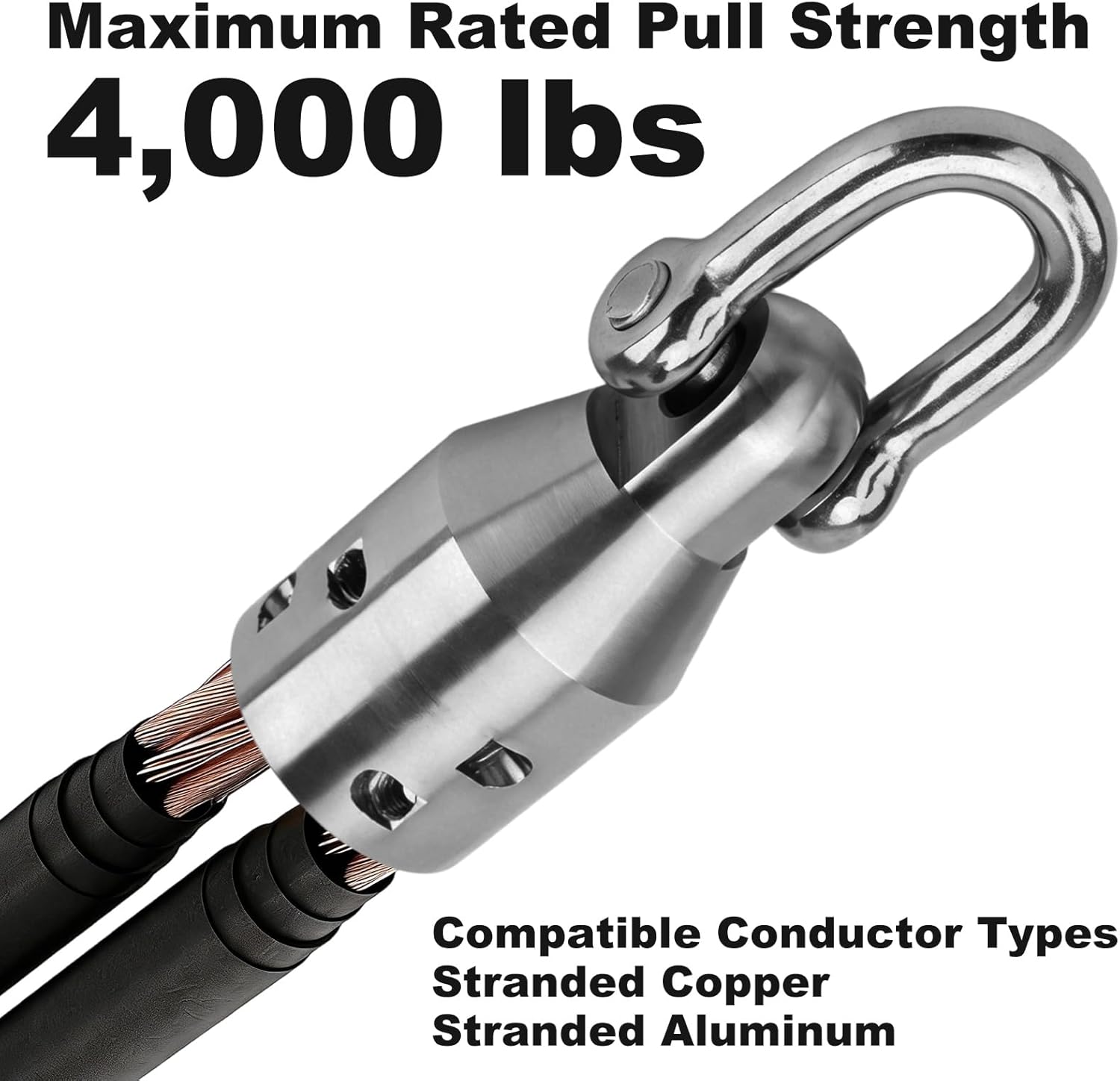 Penguin Puller Jr. 69705 Heavy Duty Wire Pulling Grip Compatible with 2/0 to 4/0 Copper & Aluminum Cable - 4000 lb Max Pull for Conduit & Underground Installation