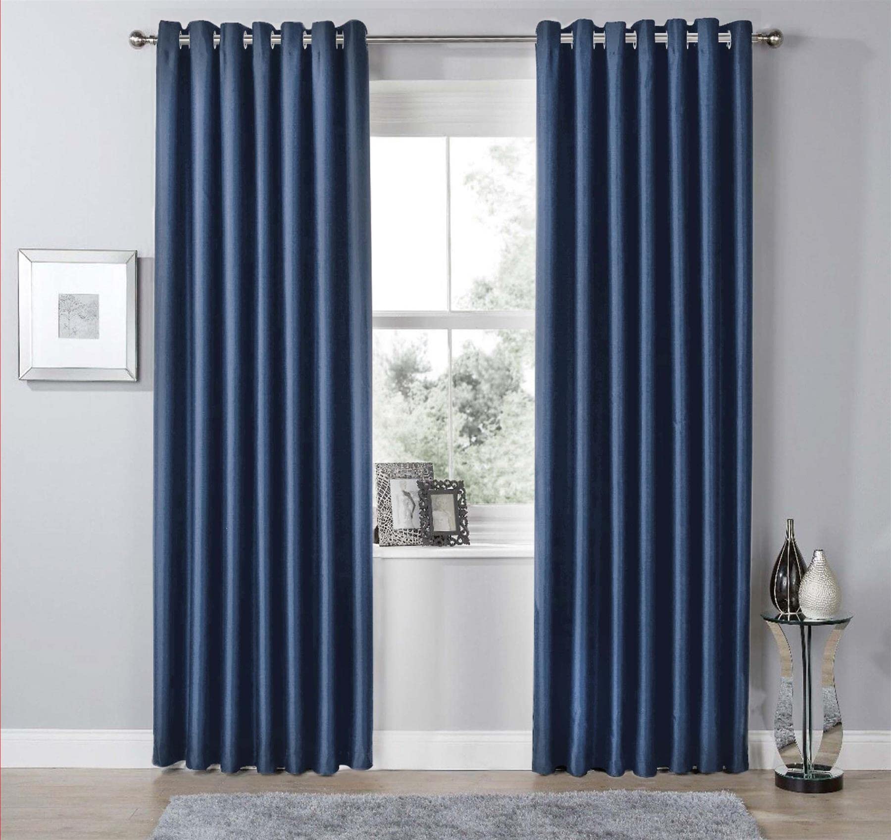 Olivia Rocco Paire de rideaux occultants à œillets thermiques pour salon et chambre à coucher - 168 x 137 cm (largeur x hauteur) - Bleu marine