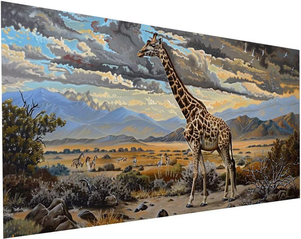 Diamond painting adulte XXL paysage de girafe 5D au point de croix S-454