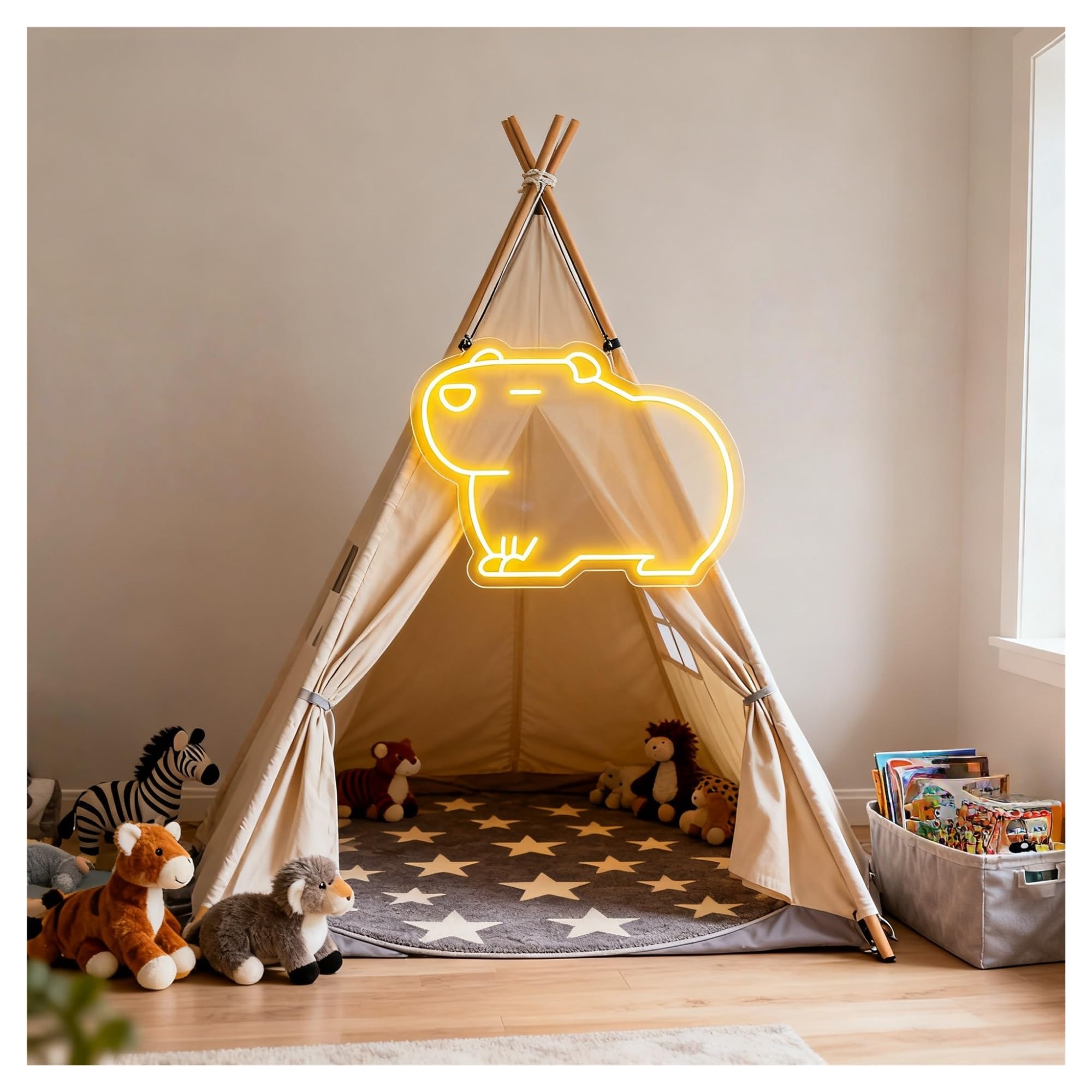 RONGCH Hanging Art Neon Signs Capybara Neon Sign, Suitable for Home Kid Room Decor with Brightness Adjustable 30cmx40cm(F)