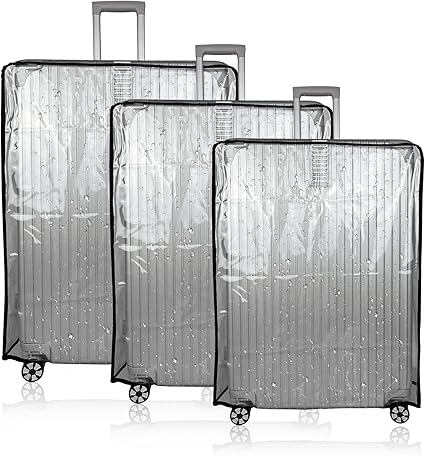review Lesuda 20/24/28 inch Set PVC Suitcase Cover Laggage, Clear Suitcase Cover Protector for Wheeled Suitcase