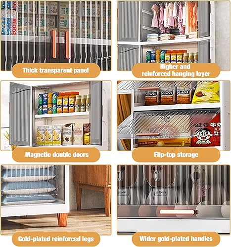 Miniatura 6 de Tokokimo Armario de bebé, organizadores de armario para bebé, armario portátil para niños, aparador con puertas, dormitorio, cuarto de bebé para