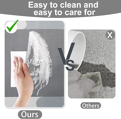 Miniatura 5 de Alfombra de baño antideslizante, absorbente, delgada, lavable, fácil de limpiar, de goma natural (20 x 32 pulgadas, azul)