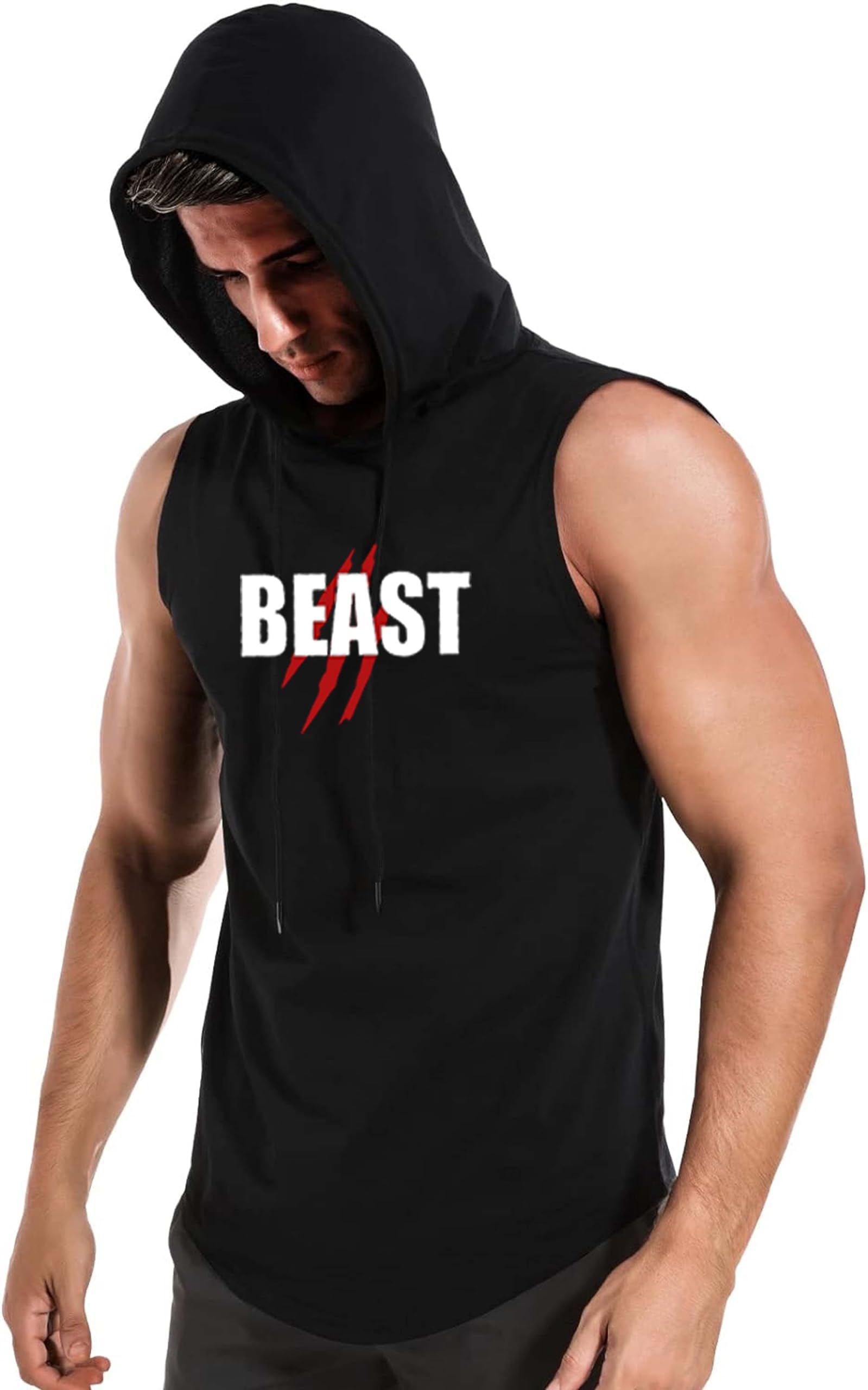 hit square Beast Polyster Gym/Sports Hood T-Shirt for Men-picture-38