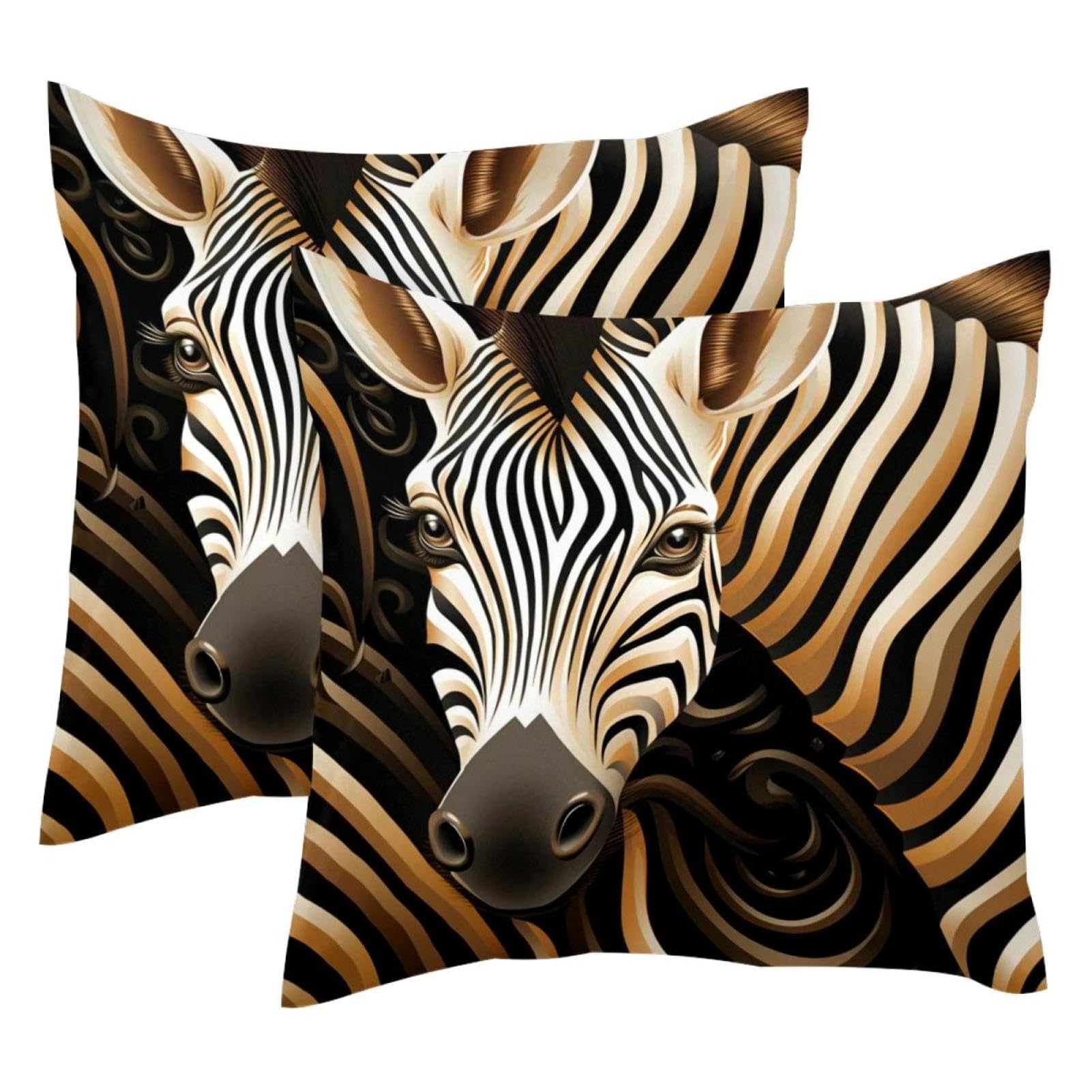 Housses de coussin velours motif zèbre marron, créez un coin cocooning tendance dans votre salon