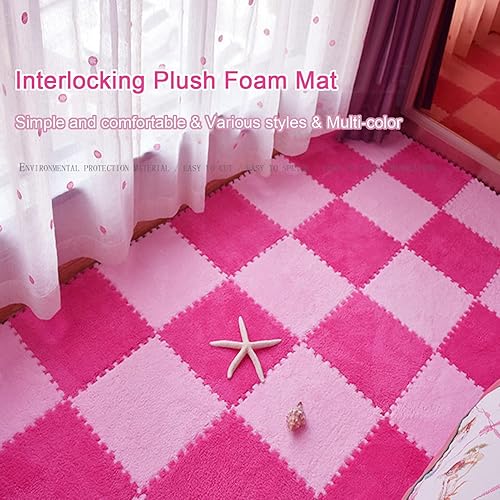Miniatura 2 de 10 tapetes de juego de espuma, tapete de espuma de rompecabezas de felpa, azulejos entrelazados de 12 x 12 pulgadas, tapetes de espuma de felpa