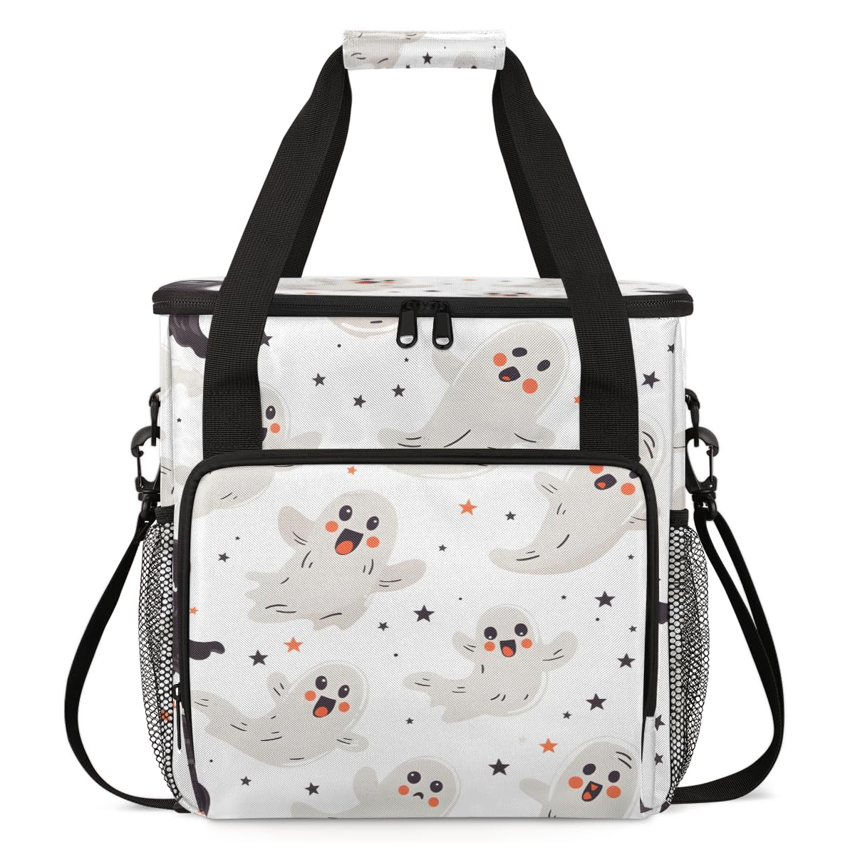 Colorful Spooky Ghosts Coffee Maker Carrying Bag, Travel Storage Bag Compatible with K-Mini or K-Mini Plus, Single Serve Coffee Brewer Carrying Case with Multiple Pockets & Shoulder Strap