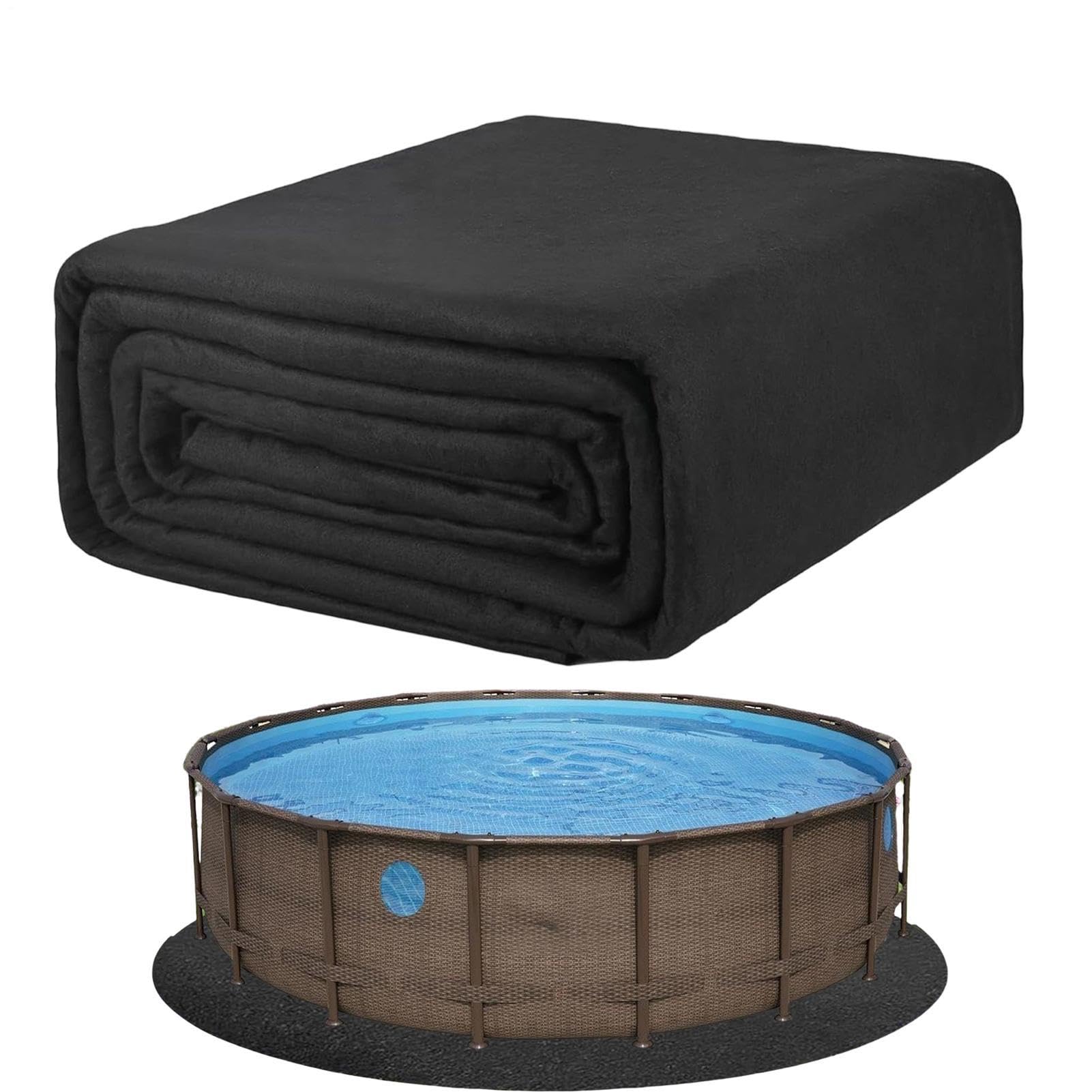Générique Revêtement de Piscine – Rembourrage de Piscine Rond prédécoupé résistant aux Perforations | Tapis de Protection de Sol de Épaissi de 200G pour l'Extérieur Creusé | Bâche de de