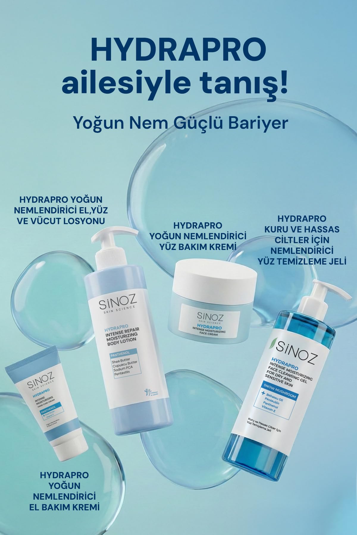 Sinoz Hydrapro Vitamin E Panthenol İçeren Yoğun Nemlendirici El Bakım Kremi 50 ml
