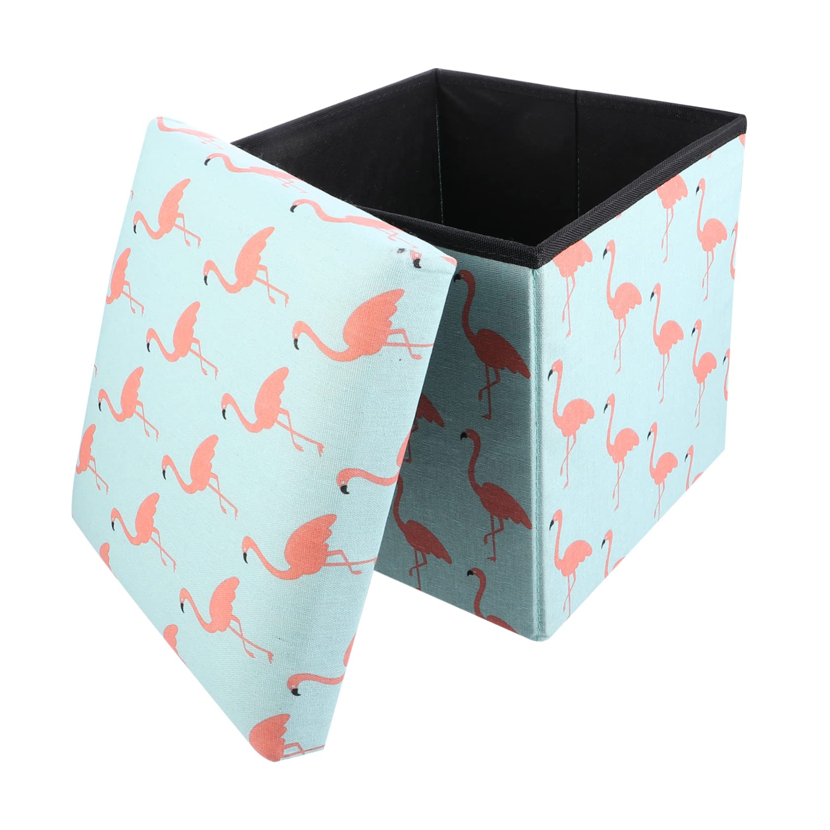 Tabouret de rangement en tissu coton et lin boite pliante pour chambre a coucher