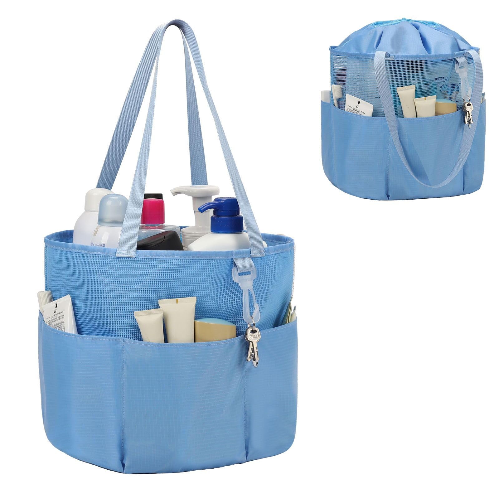 onemoky Mesh Shower Caddy Portable Travel Toiletry Bag for Women Men Large Capacity Shower Bag Quick Dry Bathroom