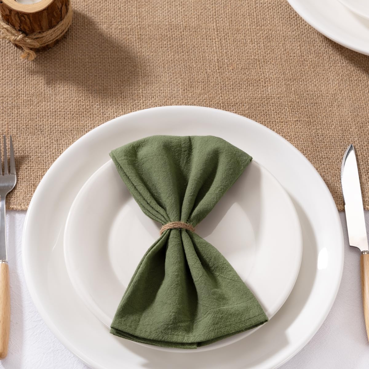 Olive Cotton Linen Green Cloth Napkins Boho Rustic Dinner Napkins Cloth