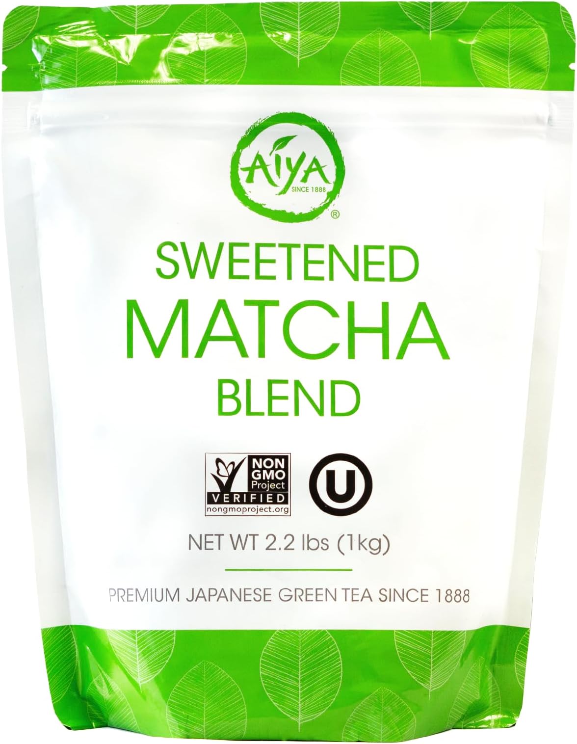- Aiya Sweetened Matcha Blend Powder - Matcha Latte Powder With Antioxidant-Rich Japanese Green Tea & Pure Cane Sugar - Ideal for Smoothies, Lattes, and Culinary Creations - 1kg Bag (2.2 lbs)