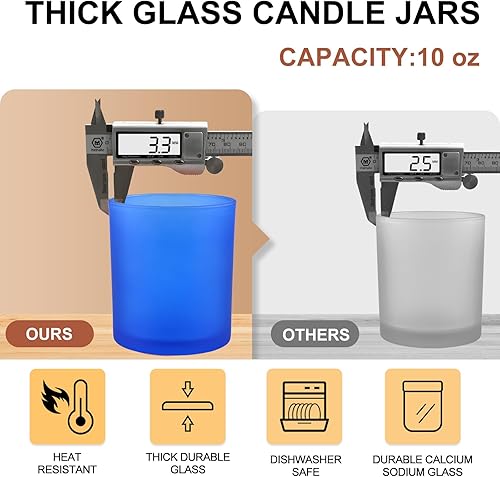 Miniatura 51 de Tarros de vela gruesos de 8 onzas para hacer velas, 15 unidades, tarros vacíos transparentes con tapas de madera para hacer velas, contenedor