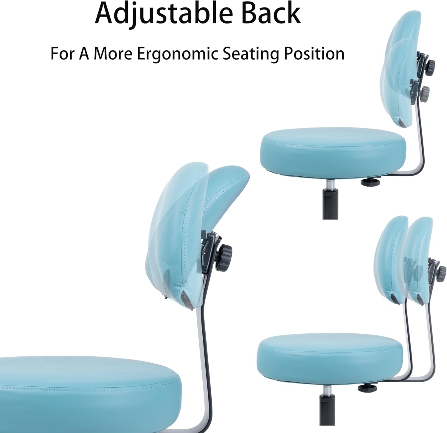 TAKE UR SEAT® Economical Multi-Purpose Medical Spa Chair Stool with Adjustable seat and Back Height. Comfortable Thick seat Padding. Easy to Clean.(Table Height Blue)