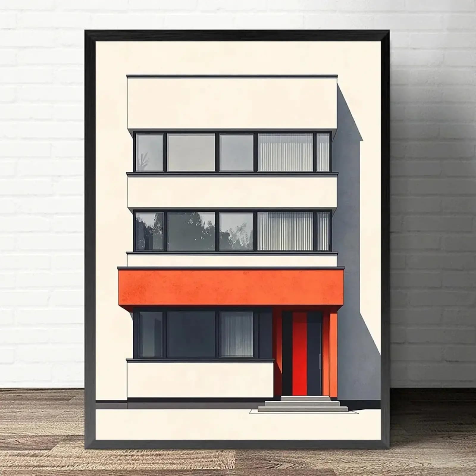 Poster Architecture Abstraite 60x80cm - Tableau Géométrique Moderne avec Cadre - 6