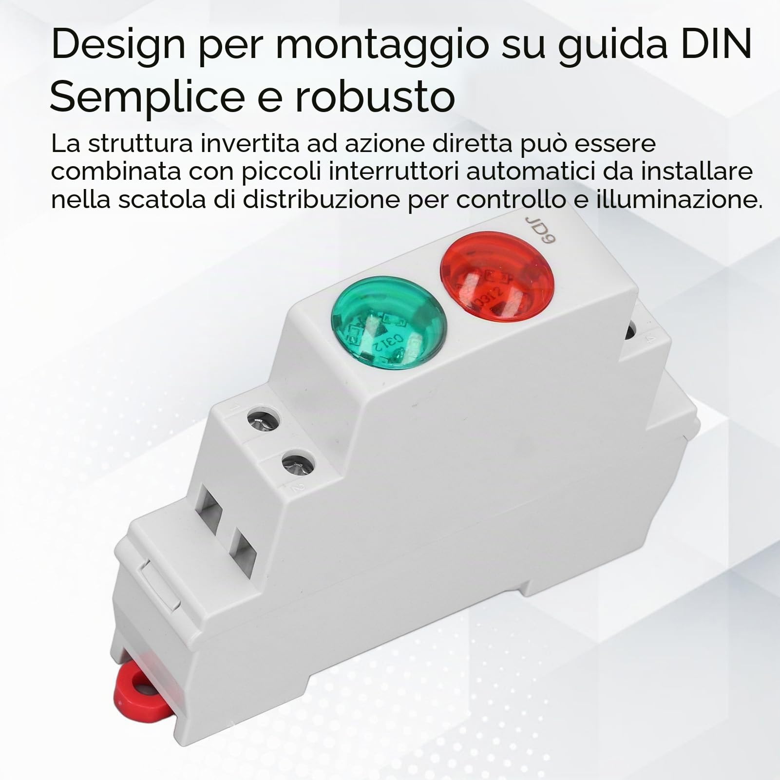 Indicatore LED su Din Rail, Rosso Verde Indicatore Modulare JD9 Indicatore su Din Rail AC DC Rosso/Verde Illumina PC 20 mA per l'indicazione di Segnali in Telecomunicazione, Elettricità, ecc