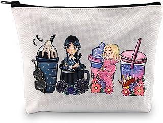 Wednesday Fans Makeup Bag Horror Movie Tv Show Lover Gift Zipper Pouch Gothic Movie Merchandise Zipper Pouch (Wednesday Cup CA)