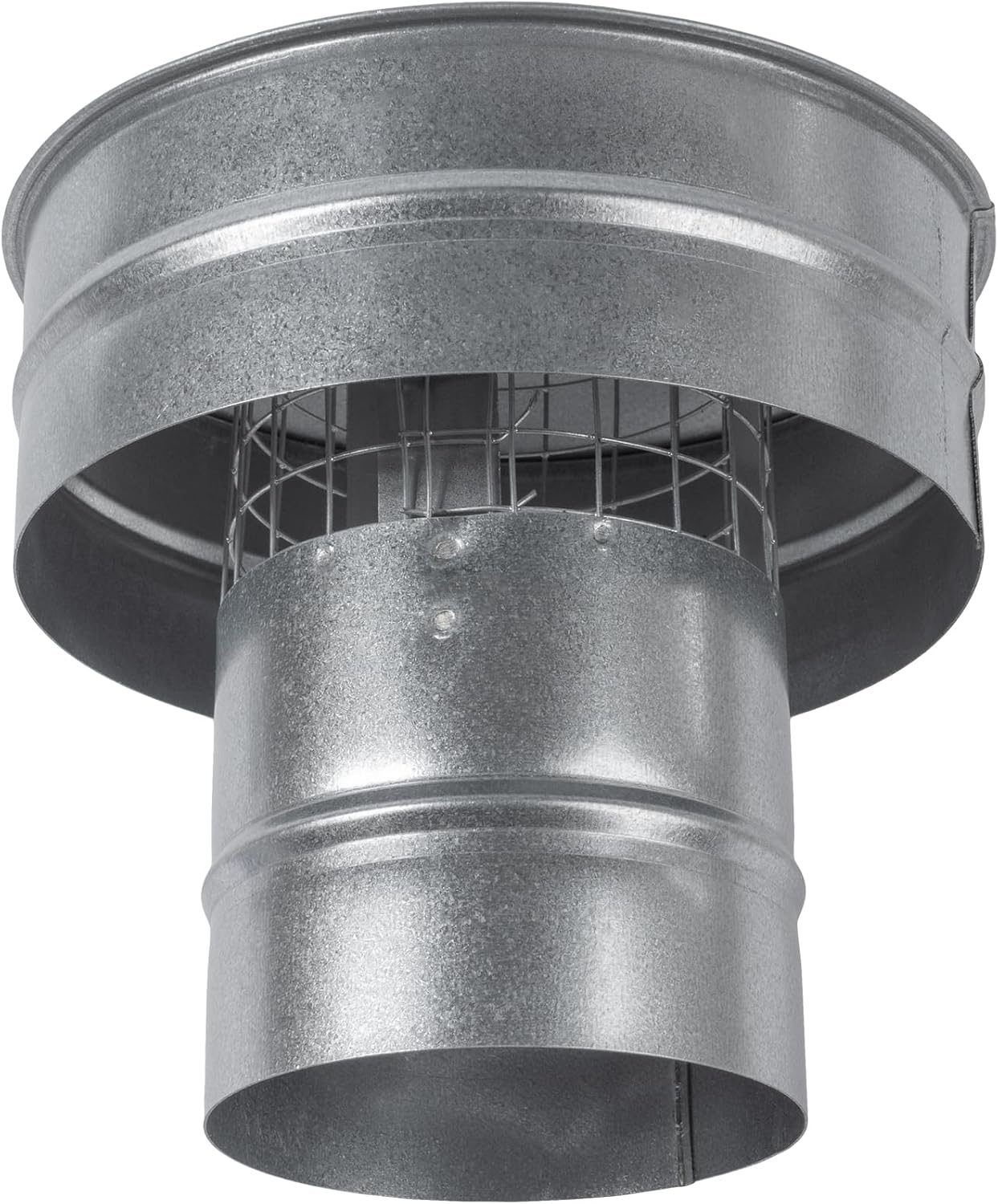 Repa Market 4 Inch Round Galvanized Steel Roof Cap with Mesh - Weather-Proof Chimney Cover with Side Wall, Fireplace Duct Rain Guard, Exhaust or Supply Ventilation Top Cover, Insulation Protector Cap