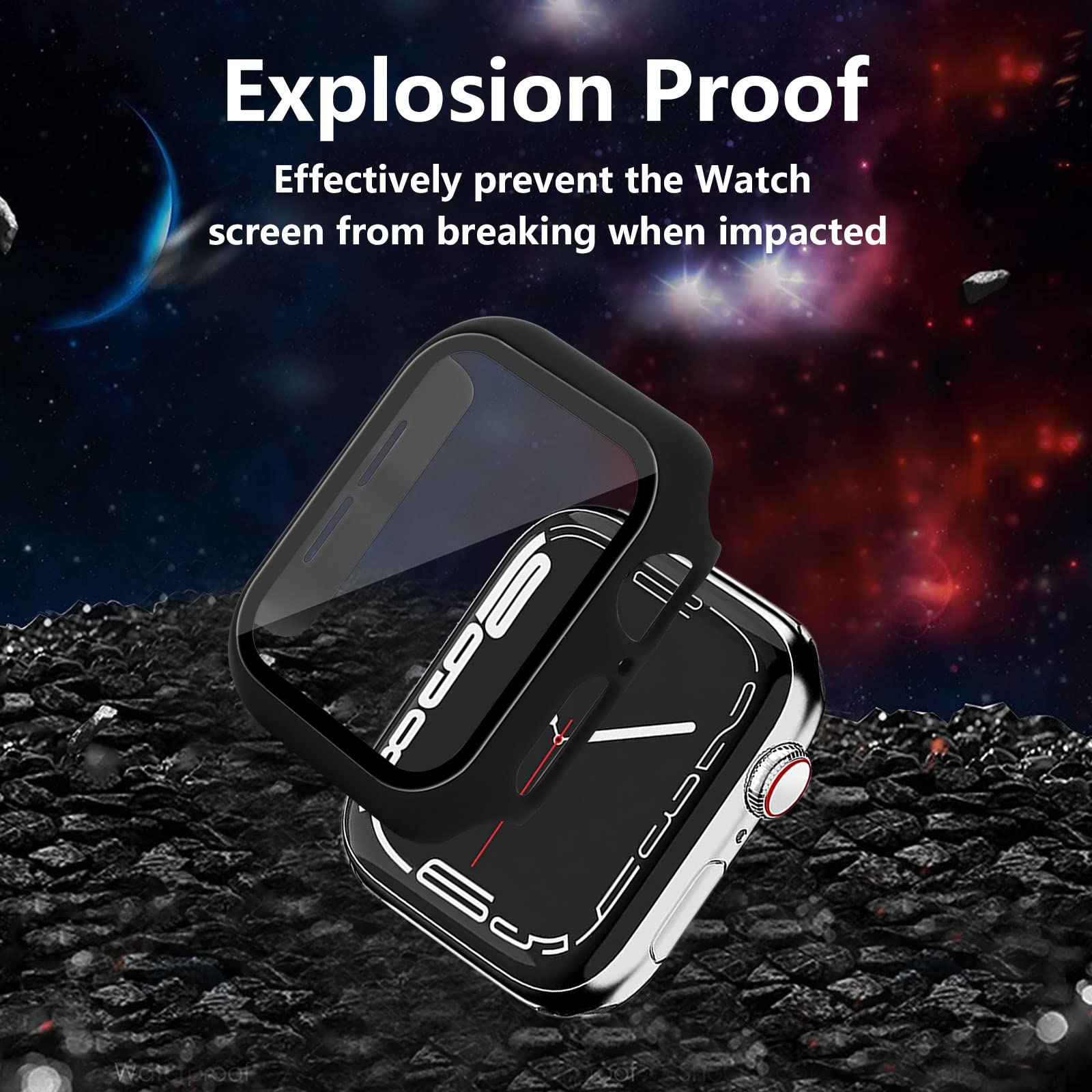 AOTUAO Cover Compatibile con Apple Watch SE 6 5 4 40mm con Vetro Temperato, iWatch Case Protettore Schermo e Pellicola Protettiva Custodia (2 Nero+2 Trasparente)