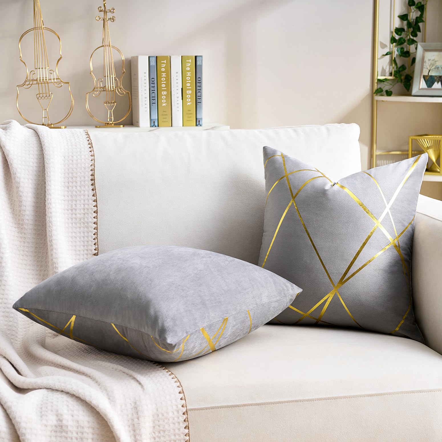 Homescapes Copricuscino Jacquard geometrico Champagne - 45 x 45 cm | Leroy Merlin