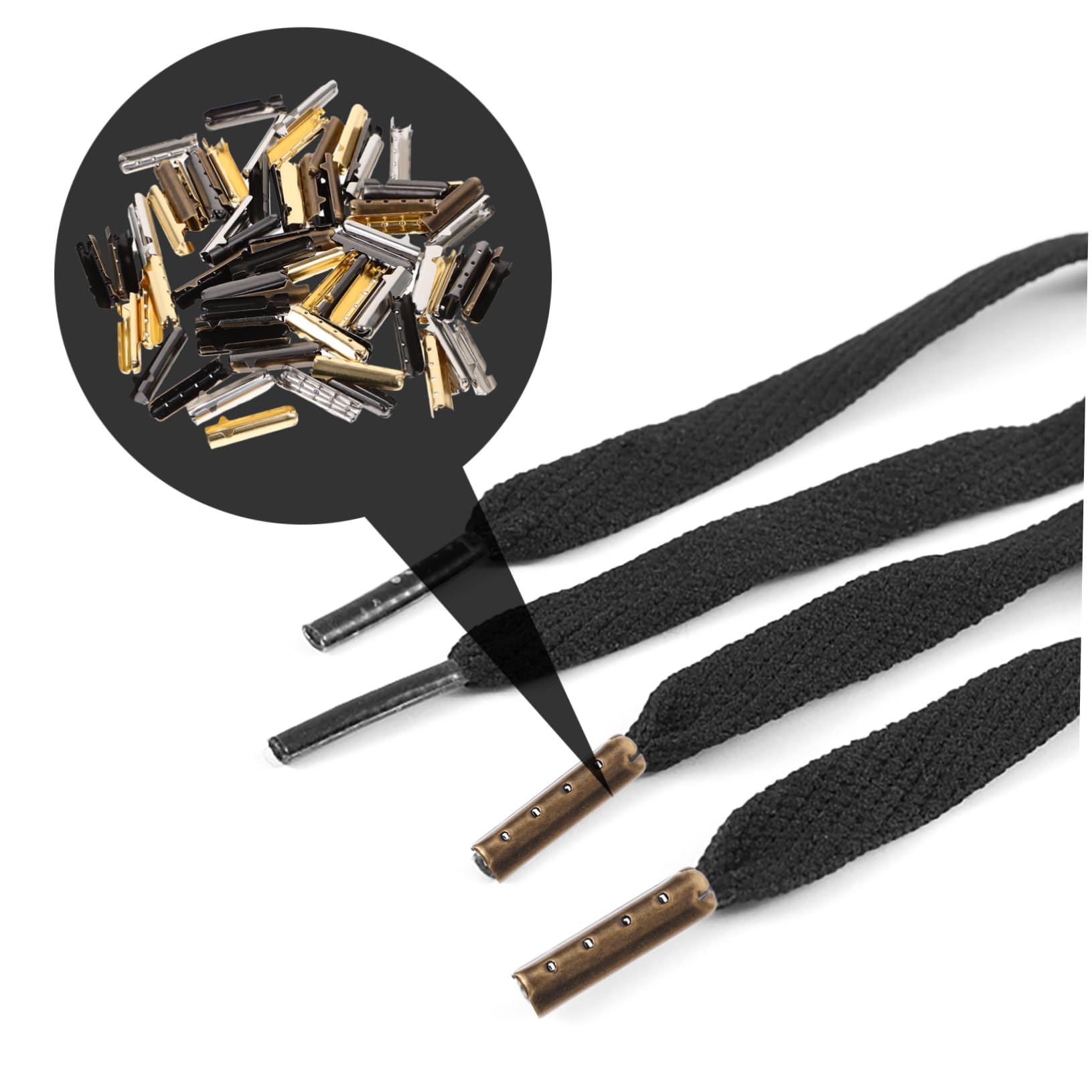 Healvian Puntas Lisas para Reparar Cordones de Zapatos, Puntas de Herrete Forma para Cordones de Zapatos Hechos a Mano, Accesorio Funcional para Reparación y Embellecimiento, Adecuado